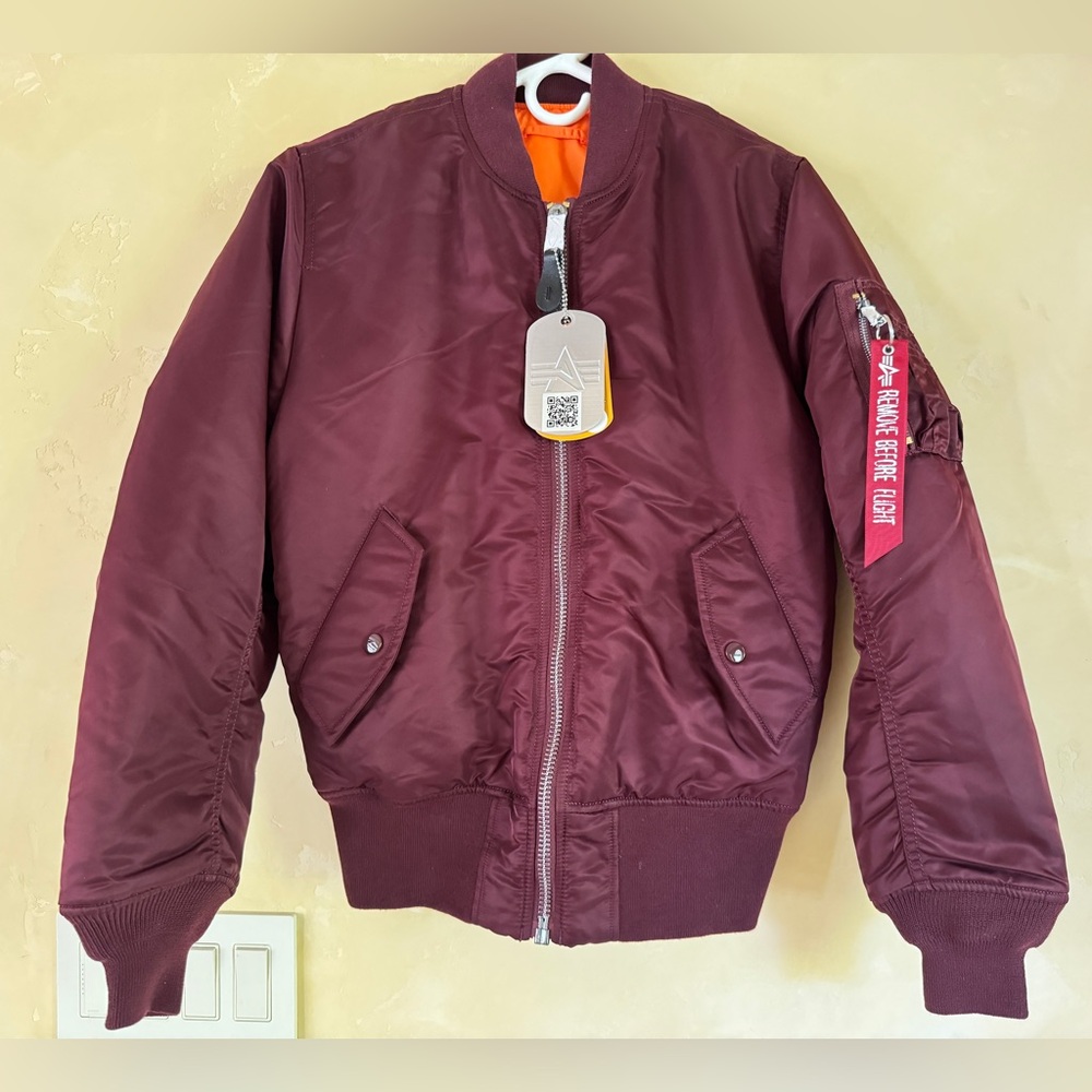 NWT XS Alpha industries MA-1 flight jacket Maroon